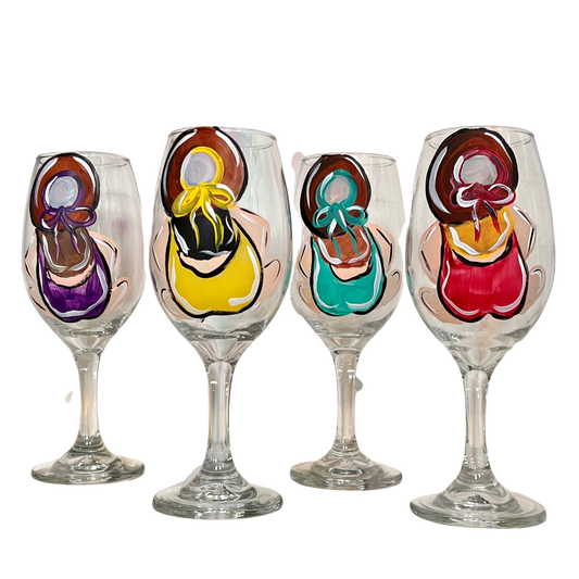 Hand Painted Beach Themed Wine Glasses