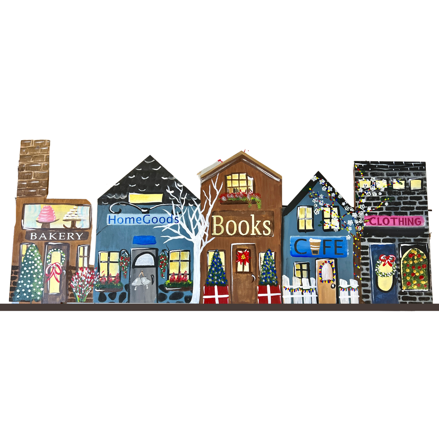 Christmas Miniature Village Hand Painted Design for Shelf Sitter