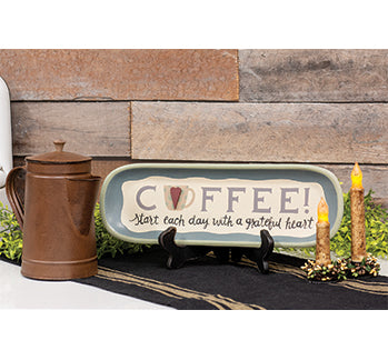 Wooden Oval Coffee Tray-A Grateful Heart