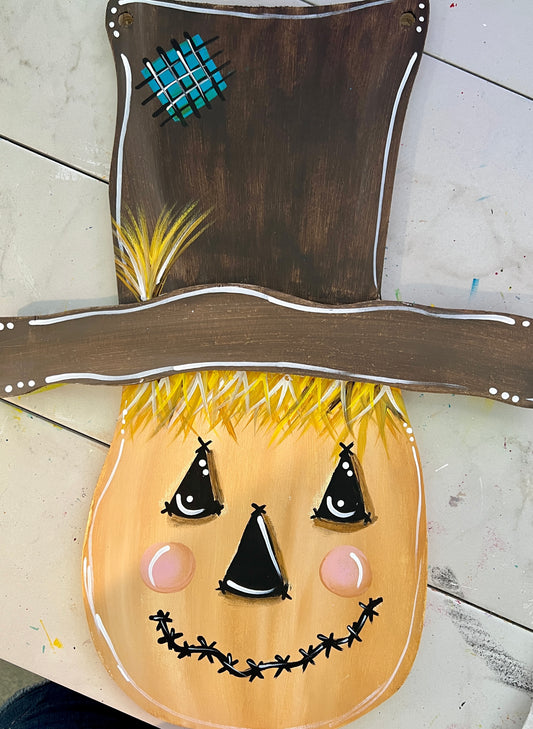 Scarecrow Hand Painted with 3D Hat for Fall