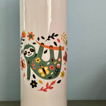 Load image into Gallery viewer, Tumbler With Sloth, Lid and Straw, Stainless Steel Skinny Tumbler, Gift for Mom, Gift for Her sloth, Bridal Party Gifts
