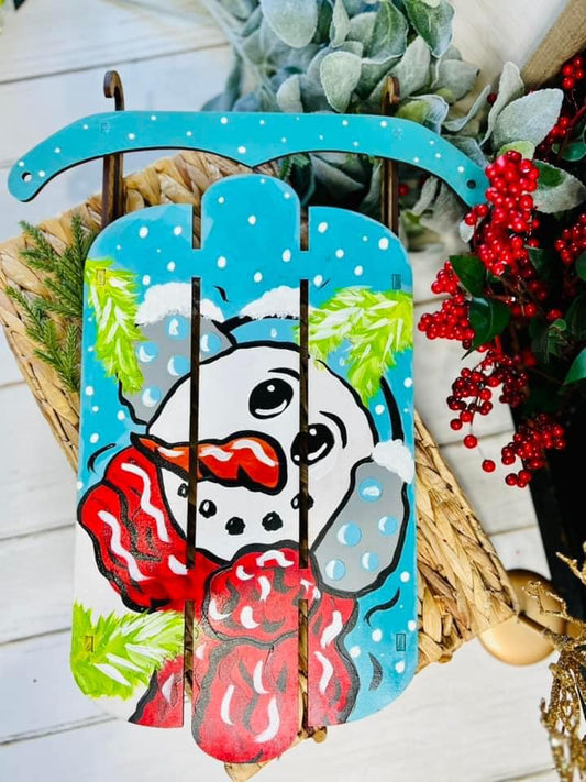DIY Snowman Sled Art Kits for Kids and Adults