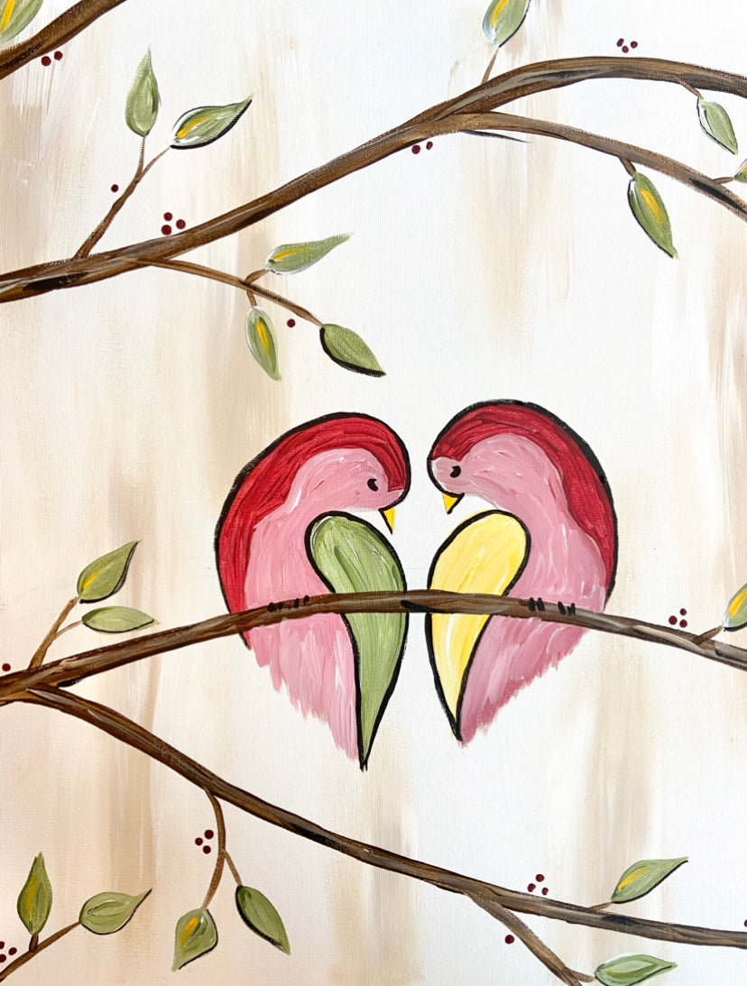 Lovebirds at Home  Paint Night Video Tutorial