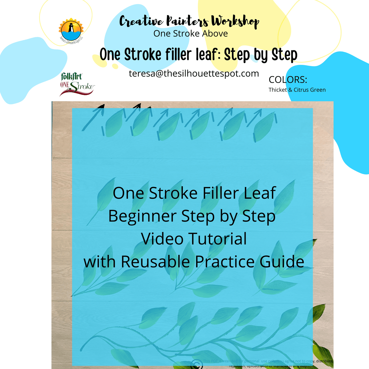 Beginner One Stroke Simple Leaf Paint Tutorial -Donna Dewberry  Step by Step One Stroke Simple Filler Leaf