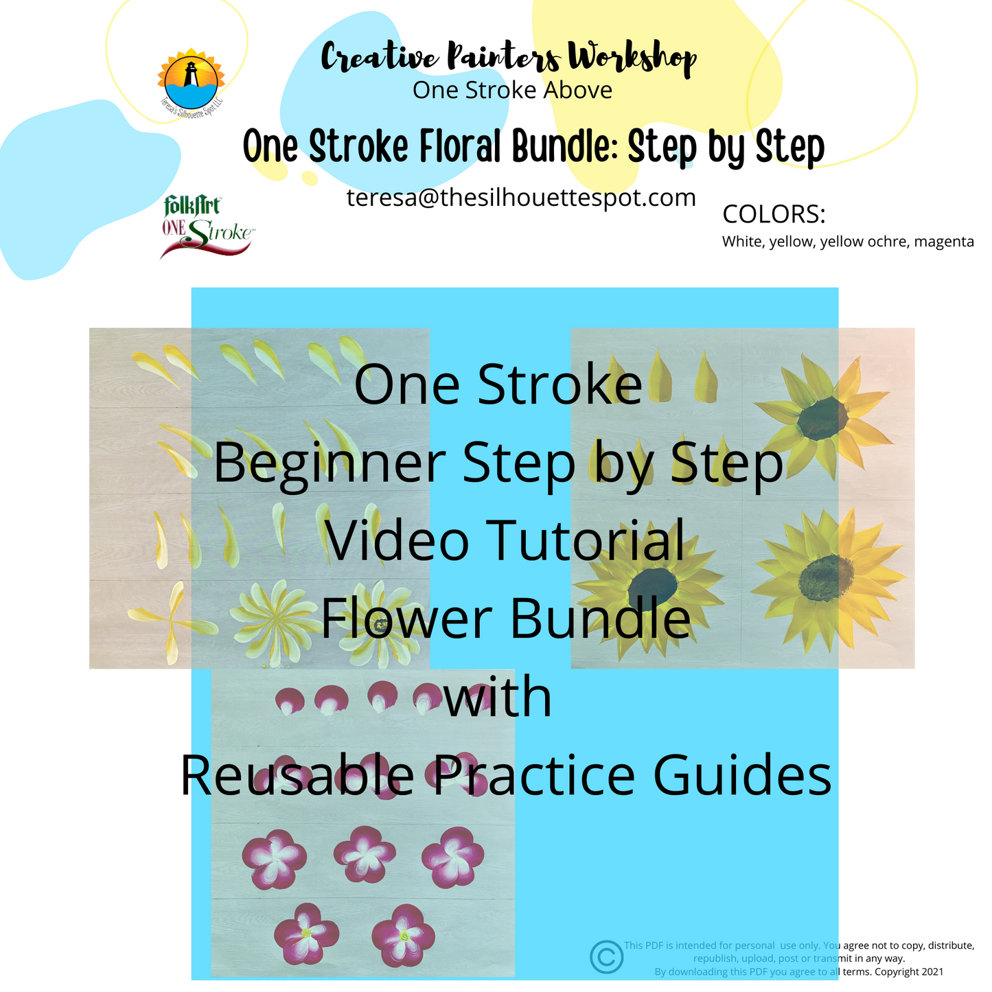 Step By Step Beginner One Stroke Paint Tutorial -One Stroke Daisy, Sunflower and 5-Petal Flower