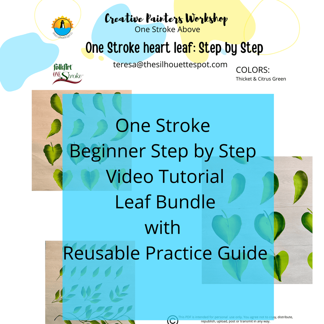 One Stroke Beginner Video Art Lesson-Beginner leaf bundle