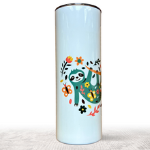 Load image into Gallery viewer, Tumbler With Sloth, Lid and Straw, Stainless Steel Skinny Tumbler, Gift for Mom, Gift for Her sloth, Bridal Party Gifts
