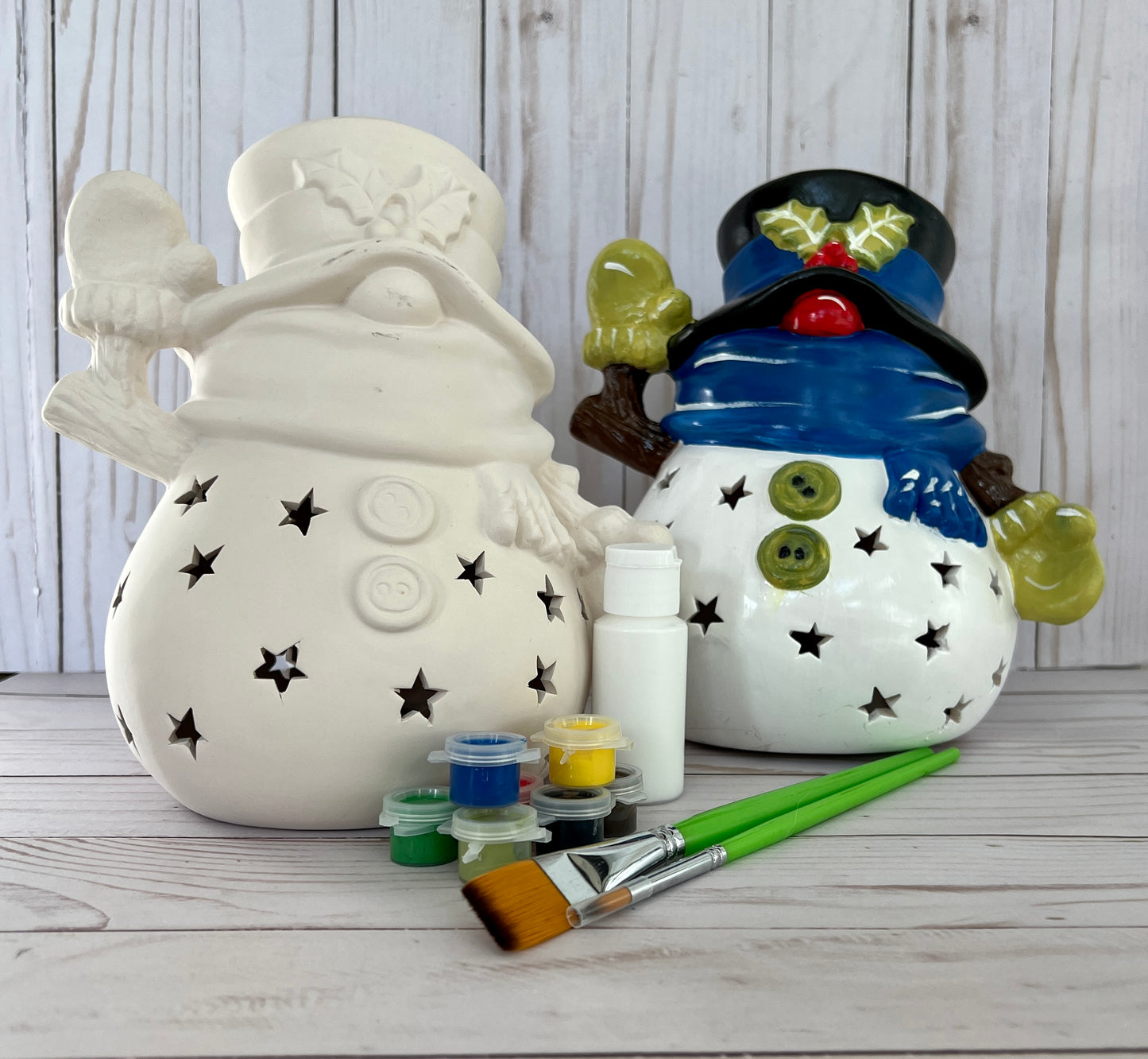 Ceramic Light up Snowman  Complete Art Kit