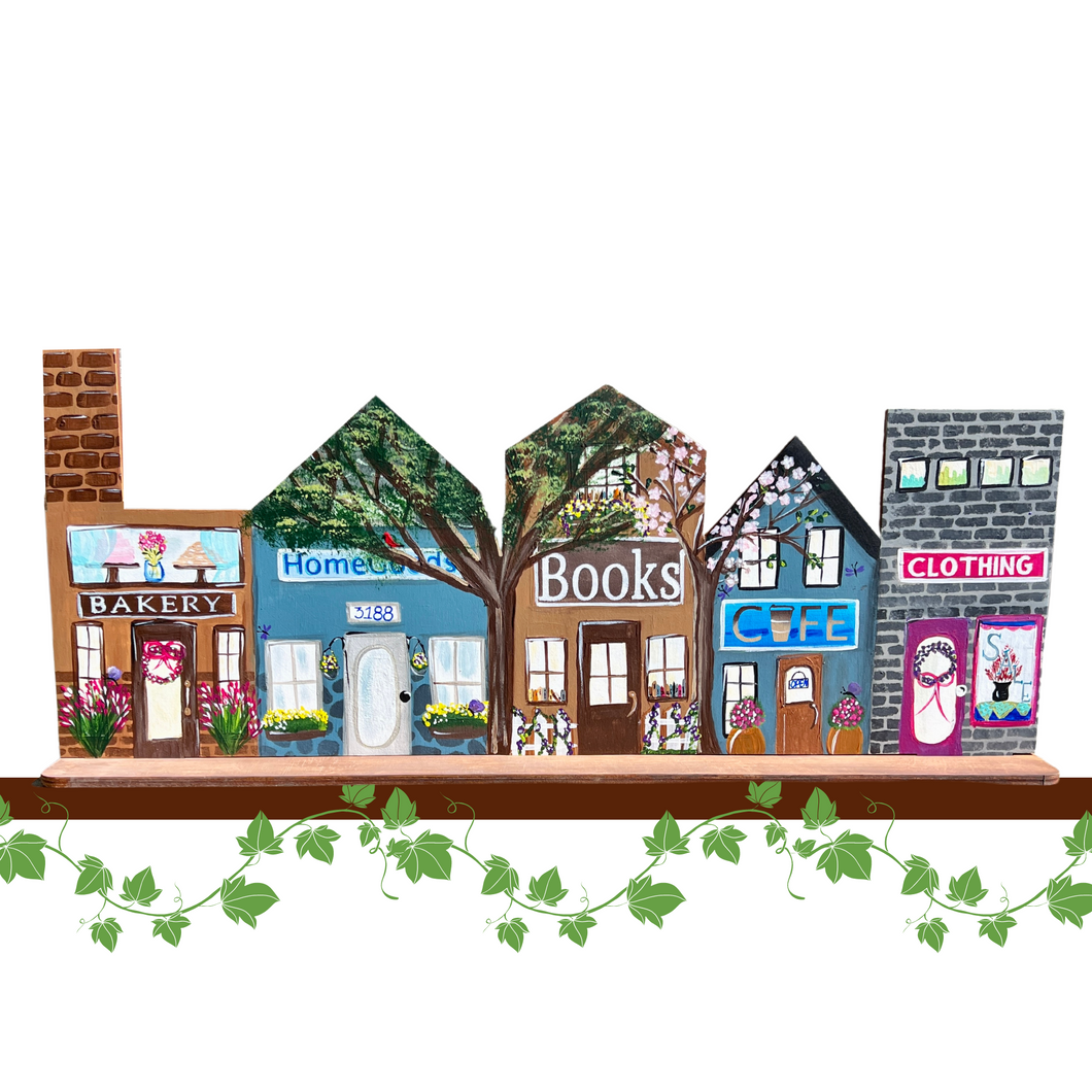 Spring Miniature Village Hand Painted Design for Shelf Sitter