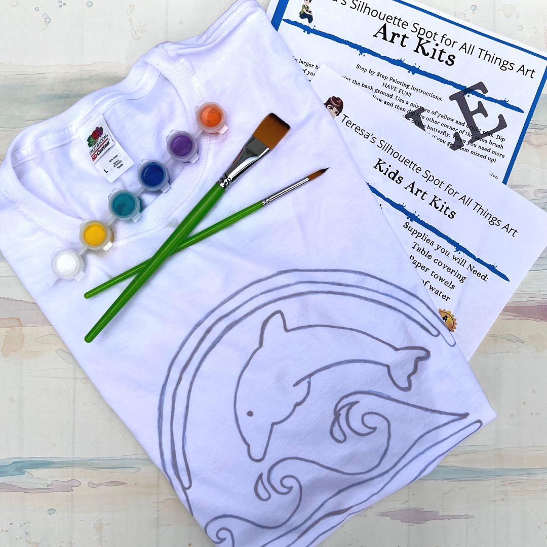 Children's T-shirt Art Kit with Dolphin and Waves – Teresa's Spot for All  Things Art