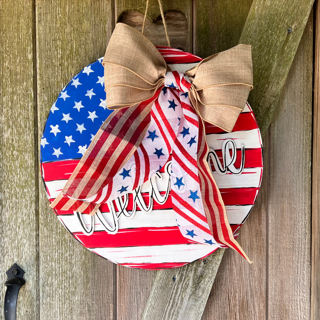 Patriotic Wood Round Welcome Sign Art Kit