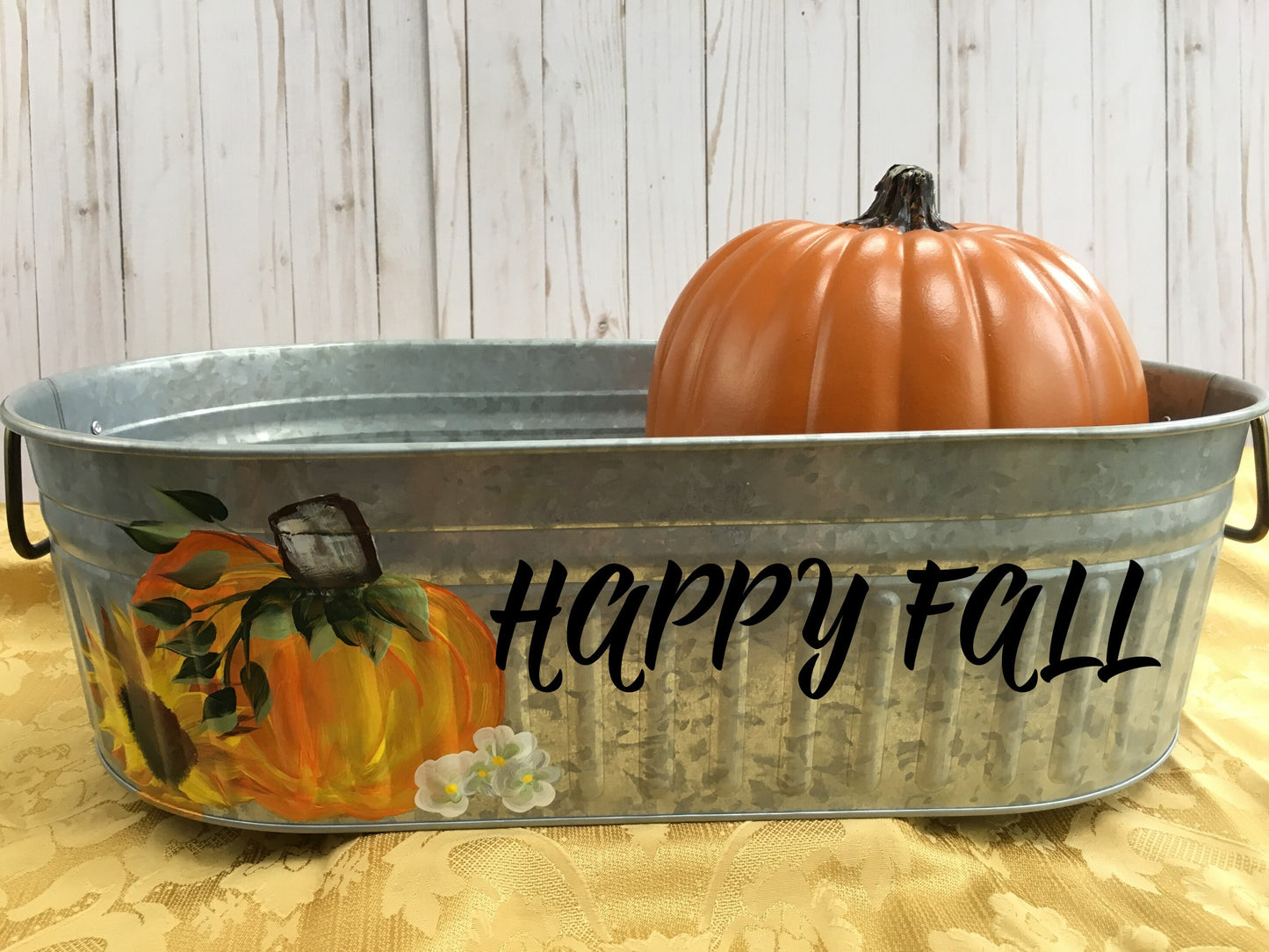 Personalized Galvanized Oval Bucket for  Autumn Table Decor