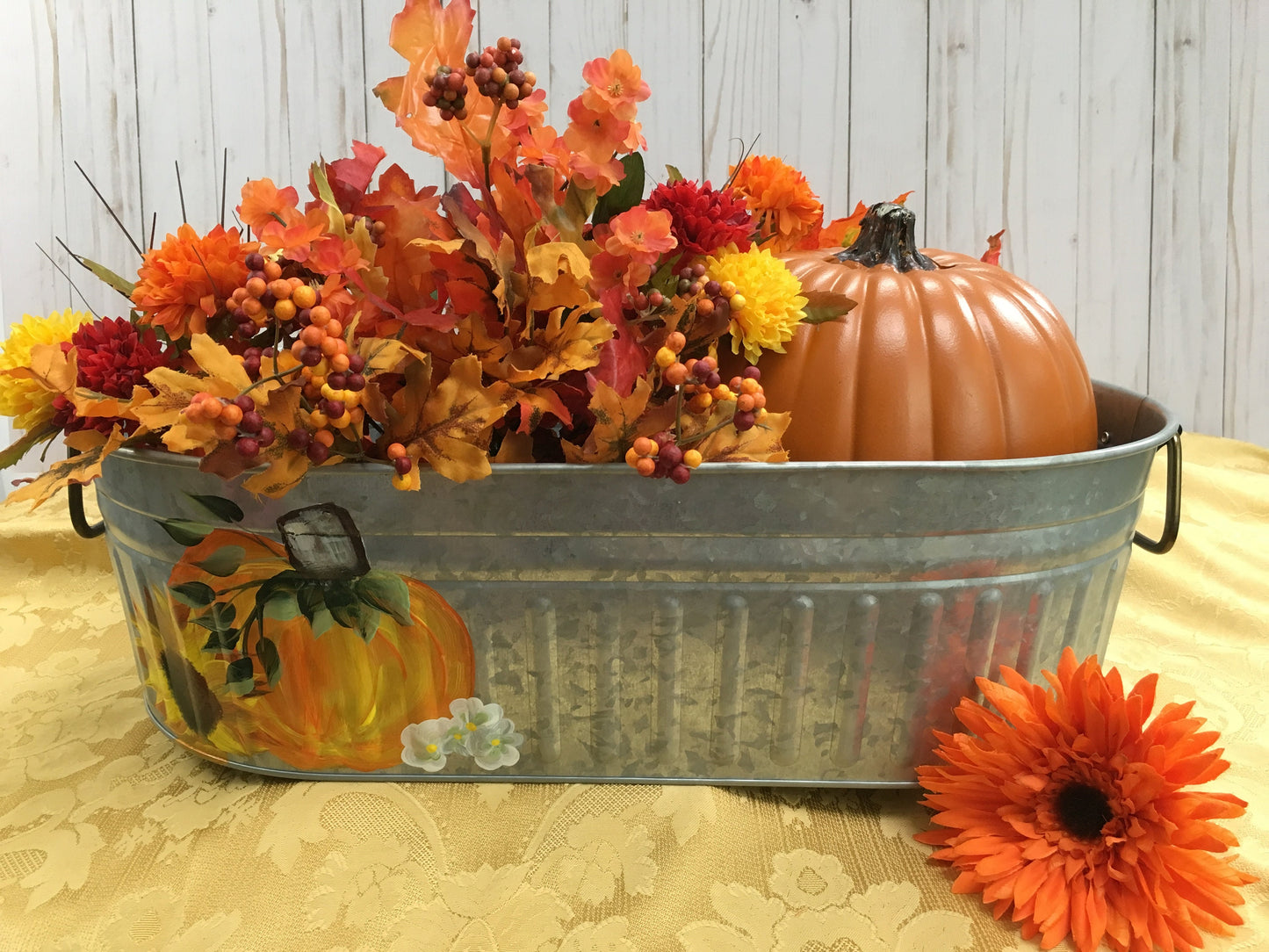 Personalized Galvanized Oval Bucket for  Autumn Table Decor