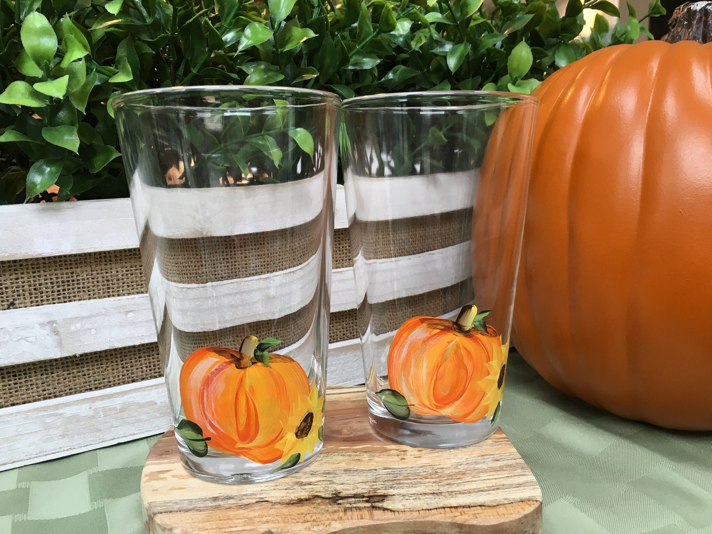 Hand Painted Pumpkin Ale Pint Craft Beer Glasses