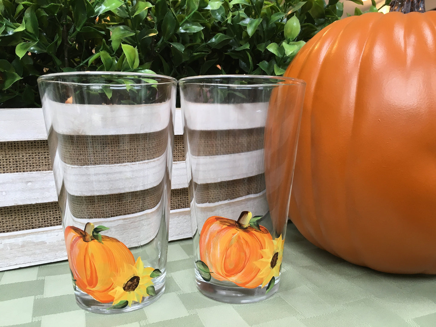 Hand Painted Pumpkin Ale Pint Craft Beer Glasses