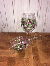 Load image into Gallery viewer, Rose Buds and Little Vines Hand Painted  Wine Glasses
