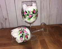 Load image into Gallery viewer, Rose Buds and Little Vines Hand Painted  Wine Glasses
