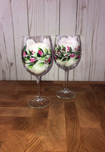 Load image into Gallery viewer, Rose Buds and Little Vines Hand Painted  Wine Glasses
