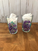 Load image into Gallery viewer, Wildflowers Hand Painted Purple and Teal Pint Glasses
