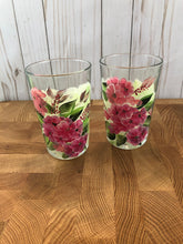 Load image into Gallery viewer, Wildflower Hand Painted Pint Glasses 16 oz. Pink and Green pattern Florals
