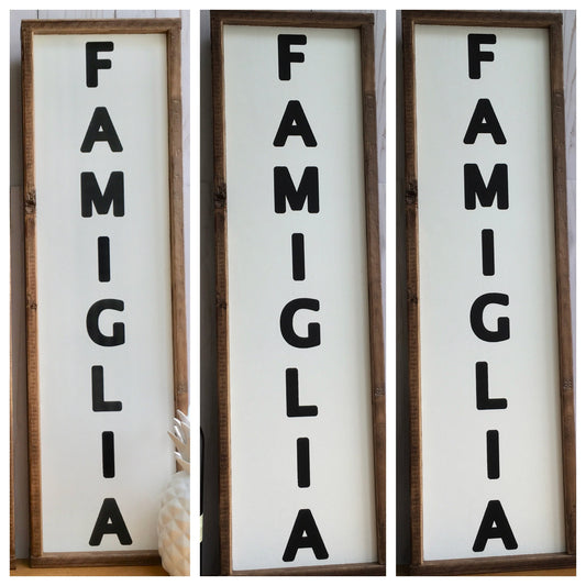 Family Farmhouse Rustic Framed Wall Sign-Famiglia