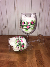 Load image into Gallery viewer, Rose Buds and Little Vines Hand Painted  Wine Glasses
