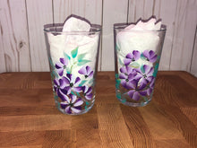 Load image into Gallery viewer, Wildflowers Hand Painted Purple and Teal Pint Glasses
