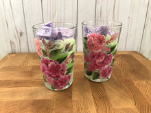Load image into Gallery viewer, Wildflower Hand Painted Pint Glasses 16 oz. Pink and Green pattern Florals

