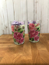 Load image into Gallery viewer, Wildflower Hand Painted Pint Glasses 16 oz. Pink and Green pattern Florals
