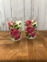 Load image into Gallery viewer, Wildflower Hand Painted Pint Glasses 16 oz. Pink and Green pattern Florals
