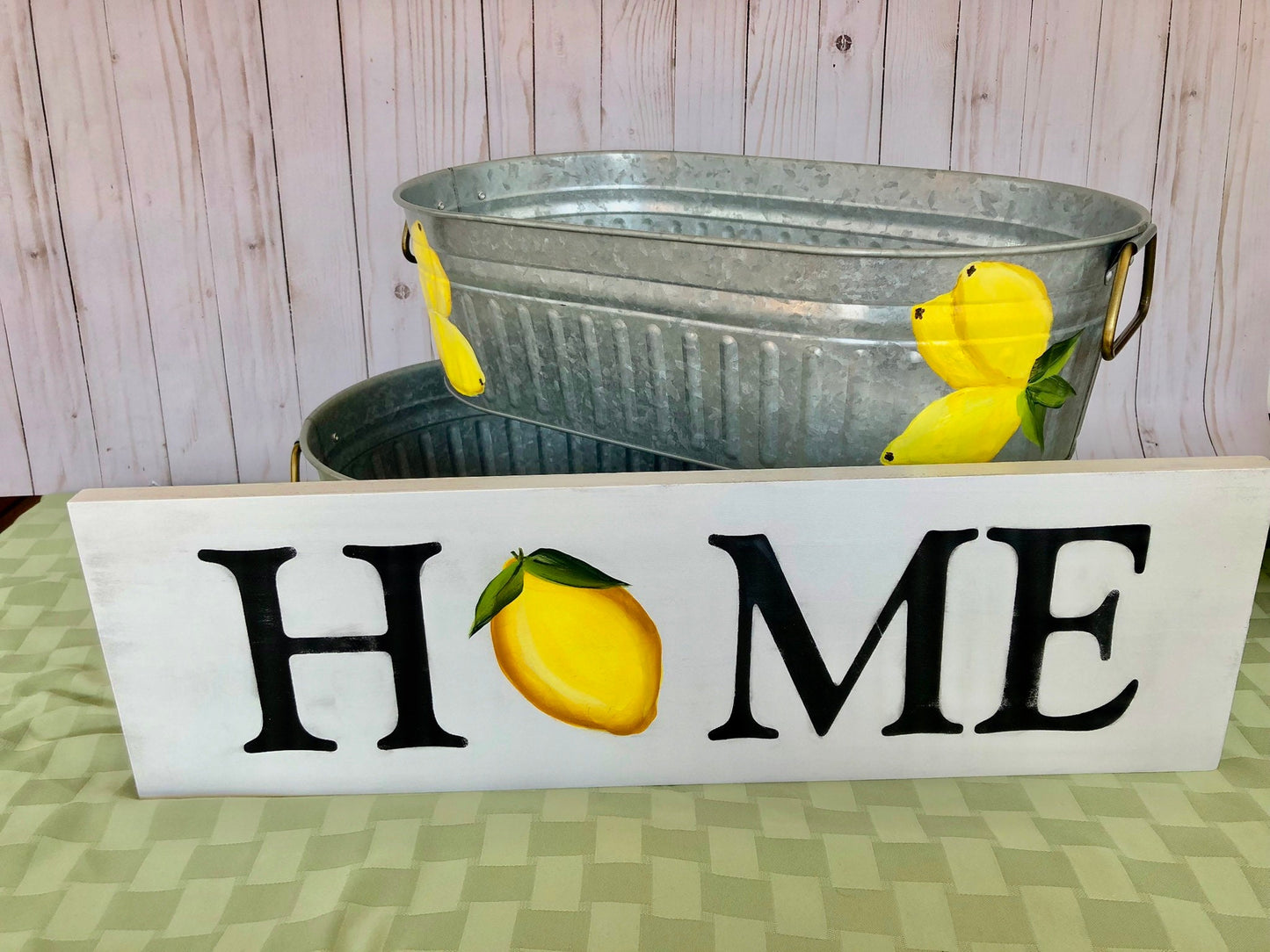 Lemon Hand Painted Farmhouse Rustic HOME Sign