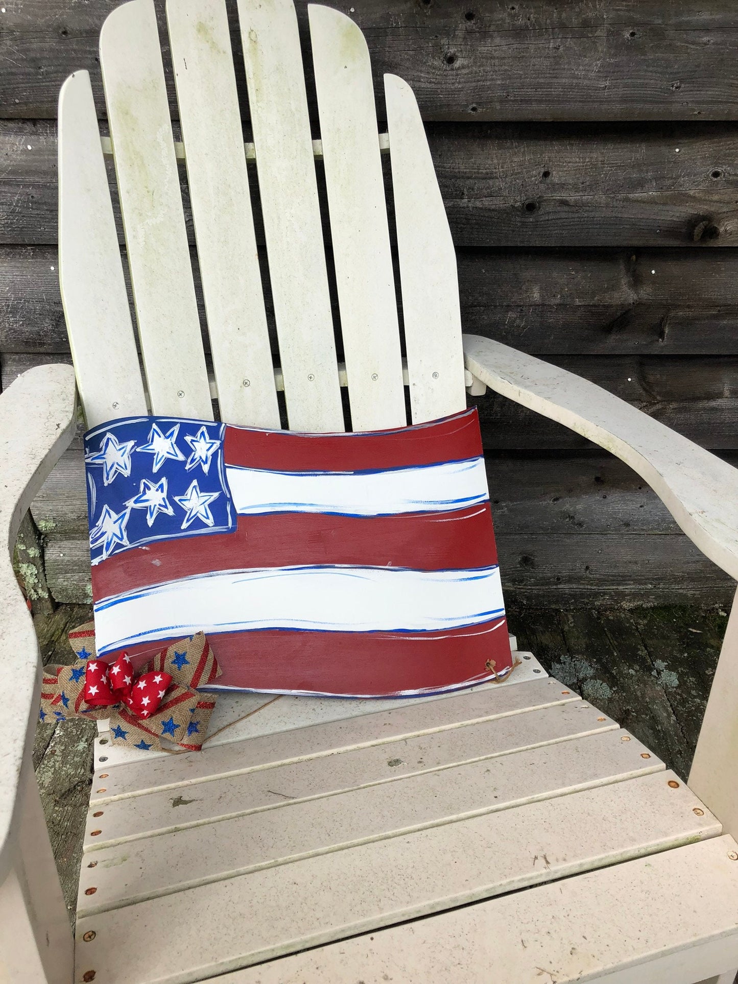 Patriotic USA American Flag Wood Door Hanger