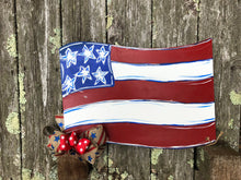Load image into Gallery viewer, Patriotic USA American Flag Wood Door Hanger
