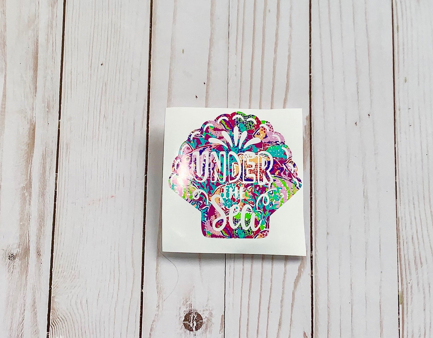 Seashell Car Deal for Beach Lover, Island Lover Sticker, Sparkleberry pattern vinyl