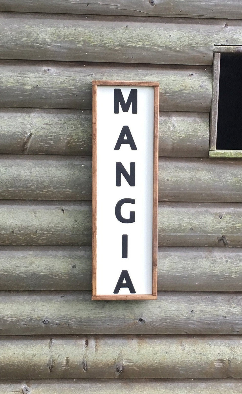 Mangia Eat Ethnic Farmhouse Rustic Wall Decor Hand painted Sign