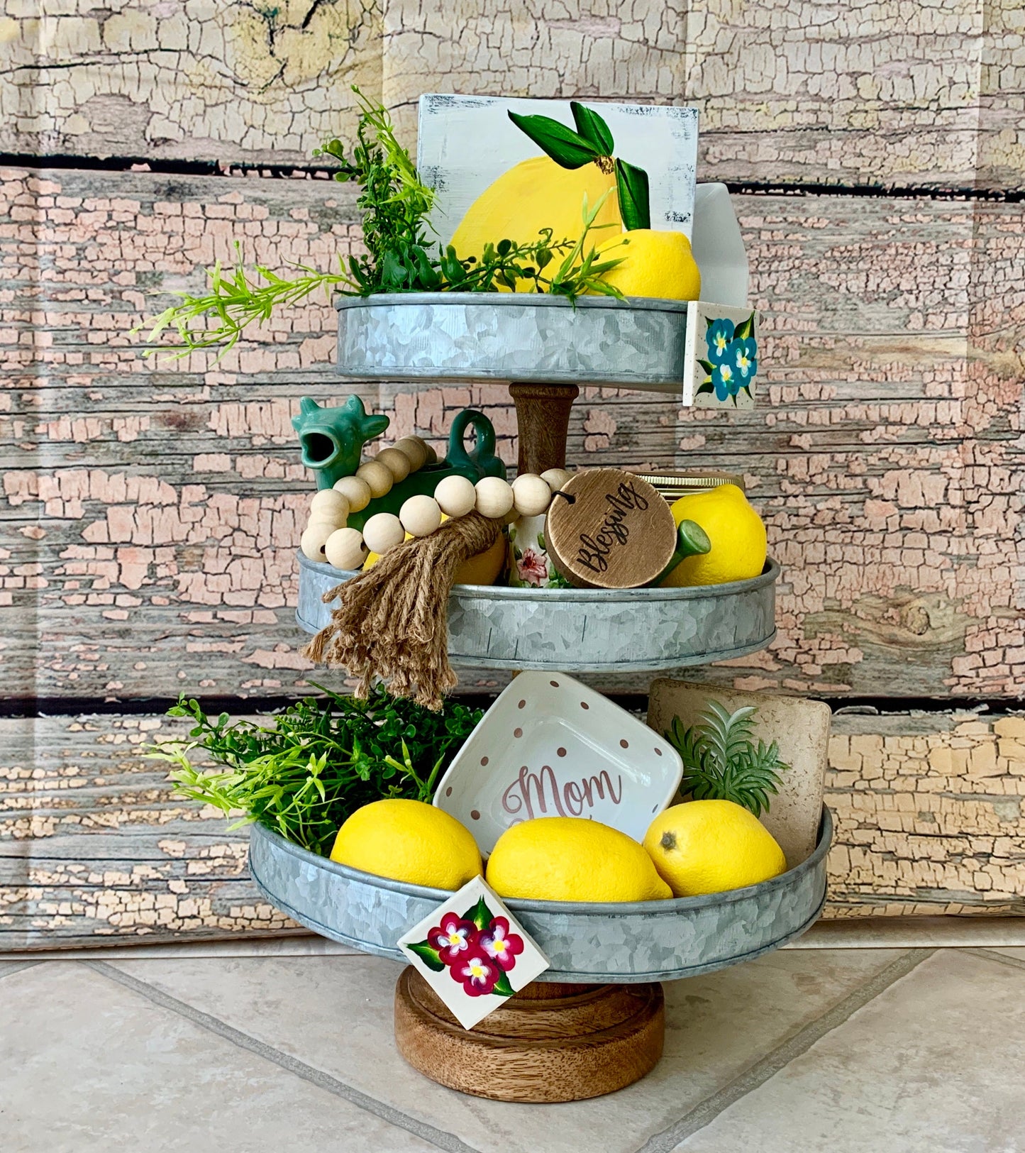 Tiered Tray Decor Rustic Lemon Mini Sign