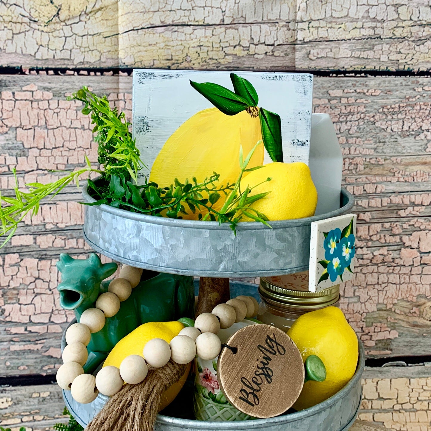 Tiered Tray Decor Rustic Lemon Mini Sign