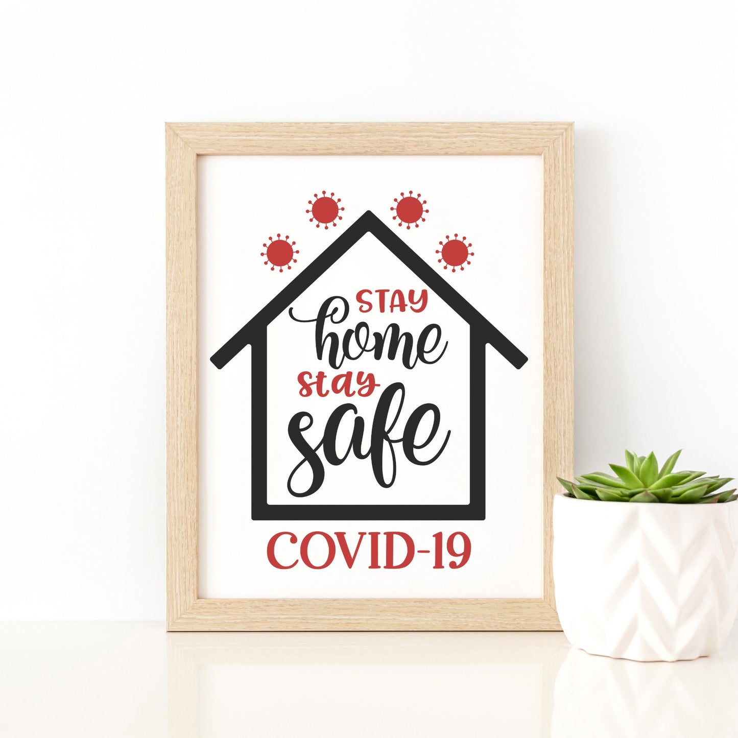 Stay Home and Safe COVID Printable~Social Distancing Sign