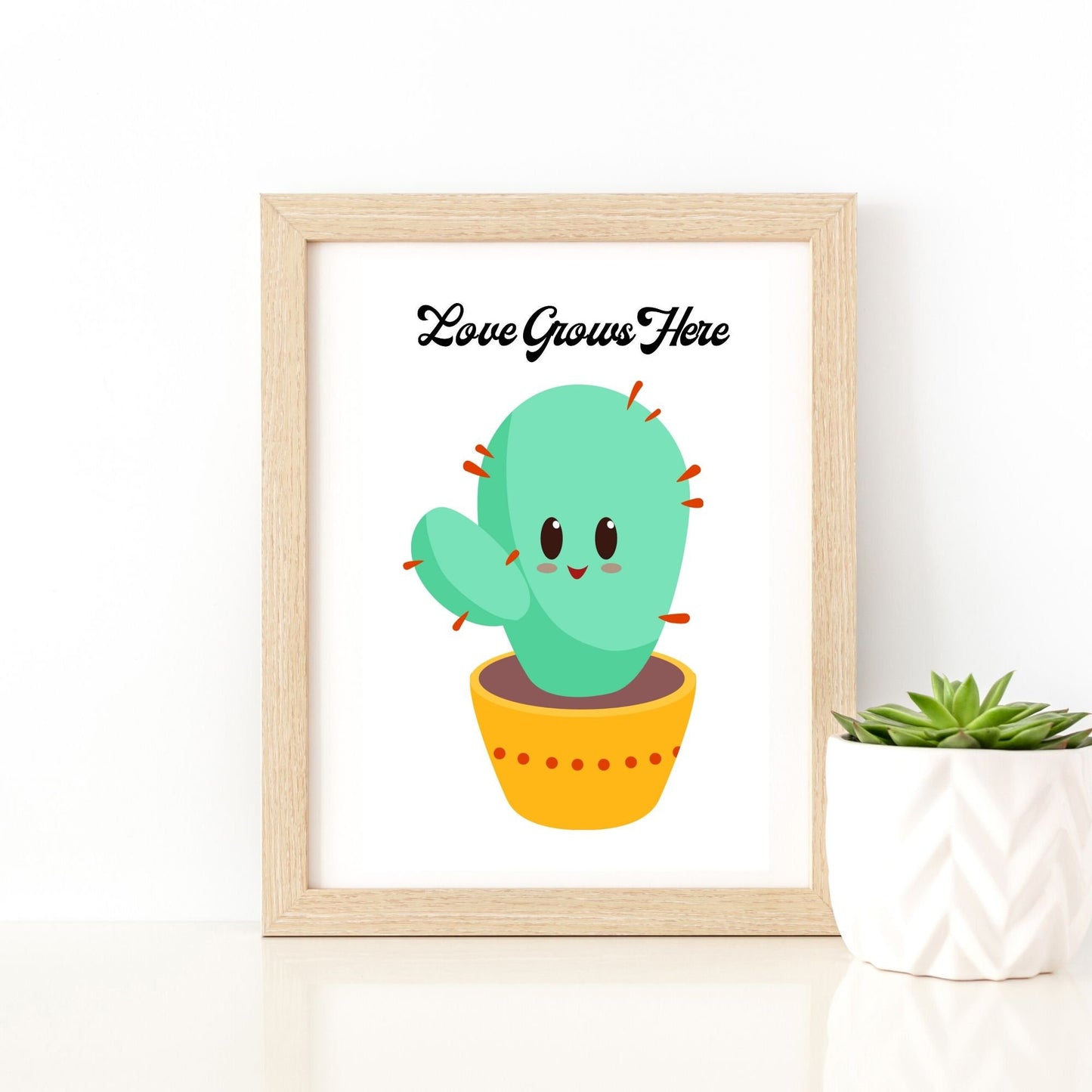 Love Grows Here-Simple Succulent Wall Decoration Digital Download Printable