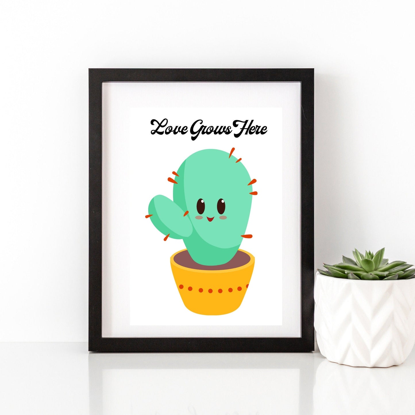 Love Grows Here-Simple Succulent Wall Decoration Digital Download Printable