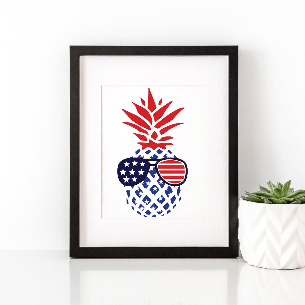 Patriotic Summer Pineapple with Sunglasses Digital Art
