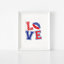 Load image into Gallery viewer, LOVE Patriotic Digital Greeting Card Art with KISS
