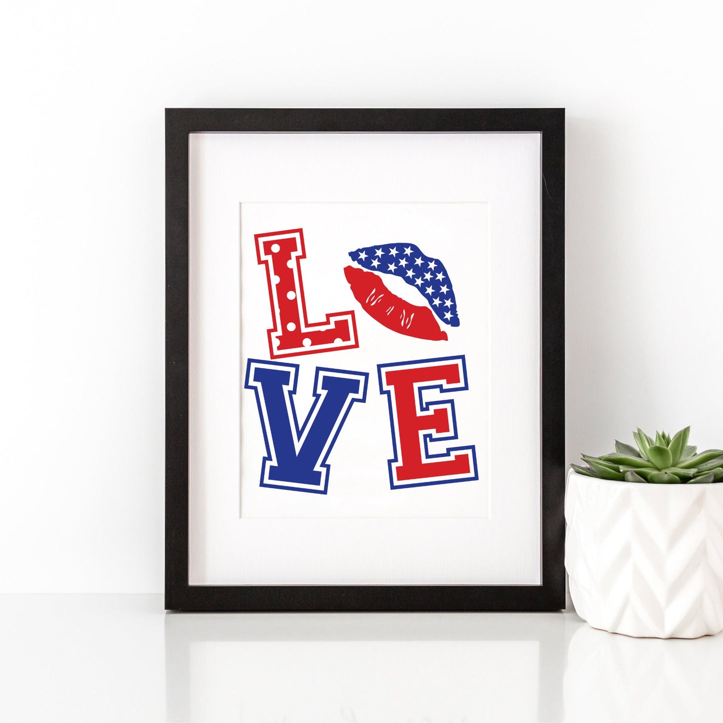 LOVE Patriotic Digital Greeting Card Art with KISS
