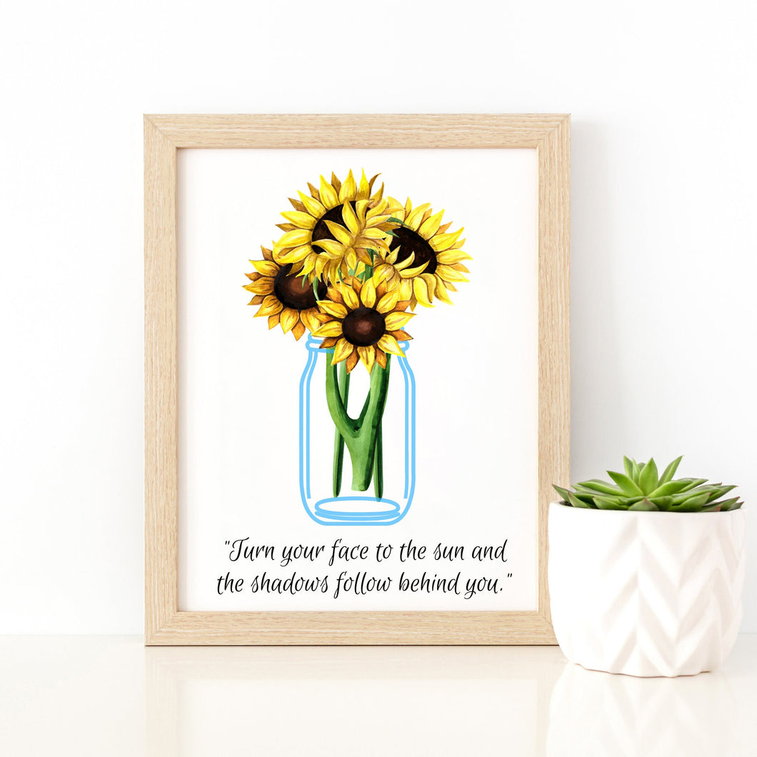 Printable Sunflower in a Mason Jar Digital Art for your Home Decor