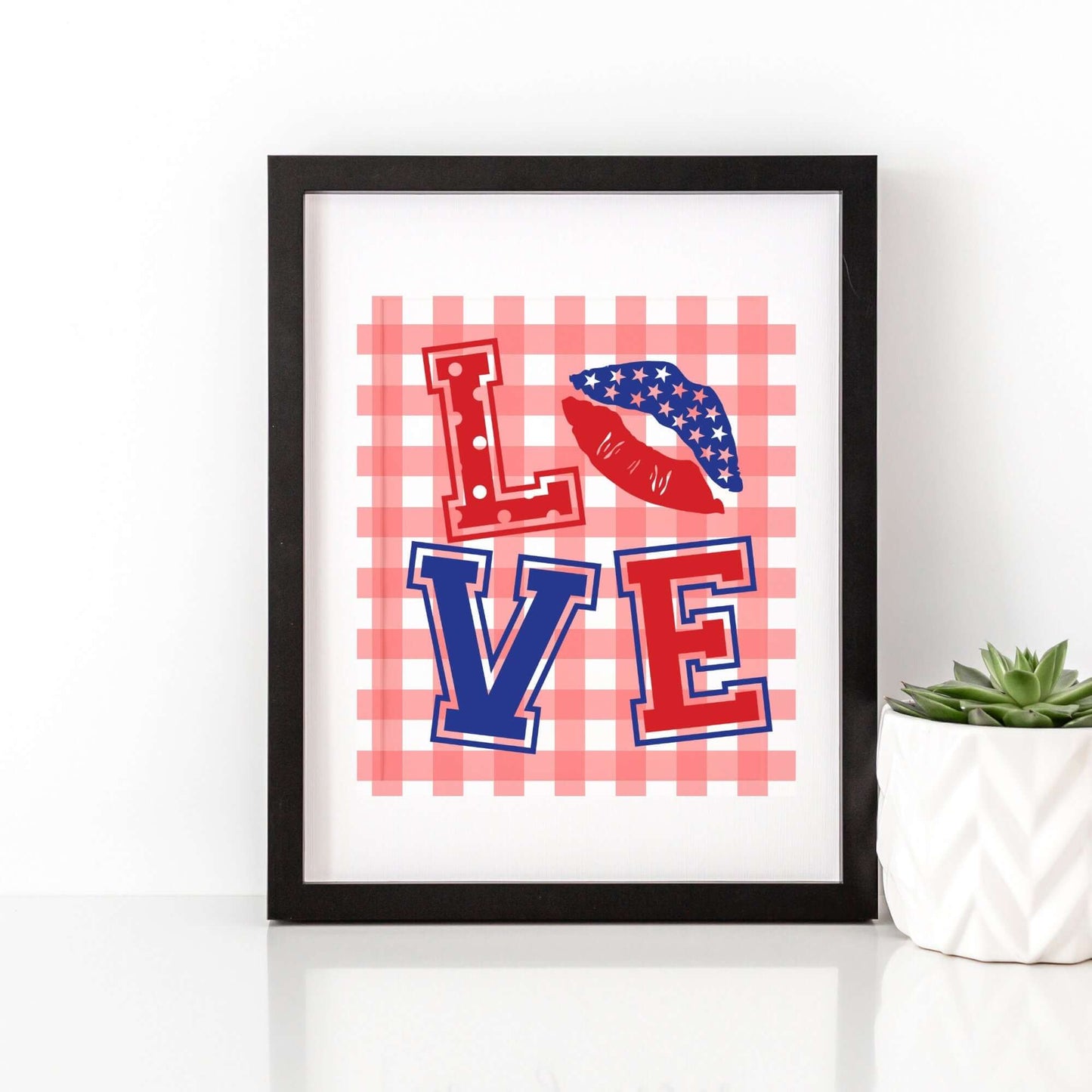Buffalo Plaid 4th of July Digital LOVE ~ Red, White and Blue