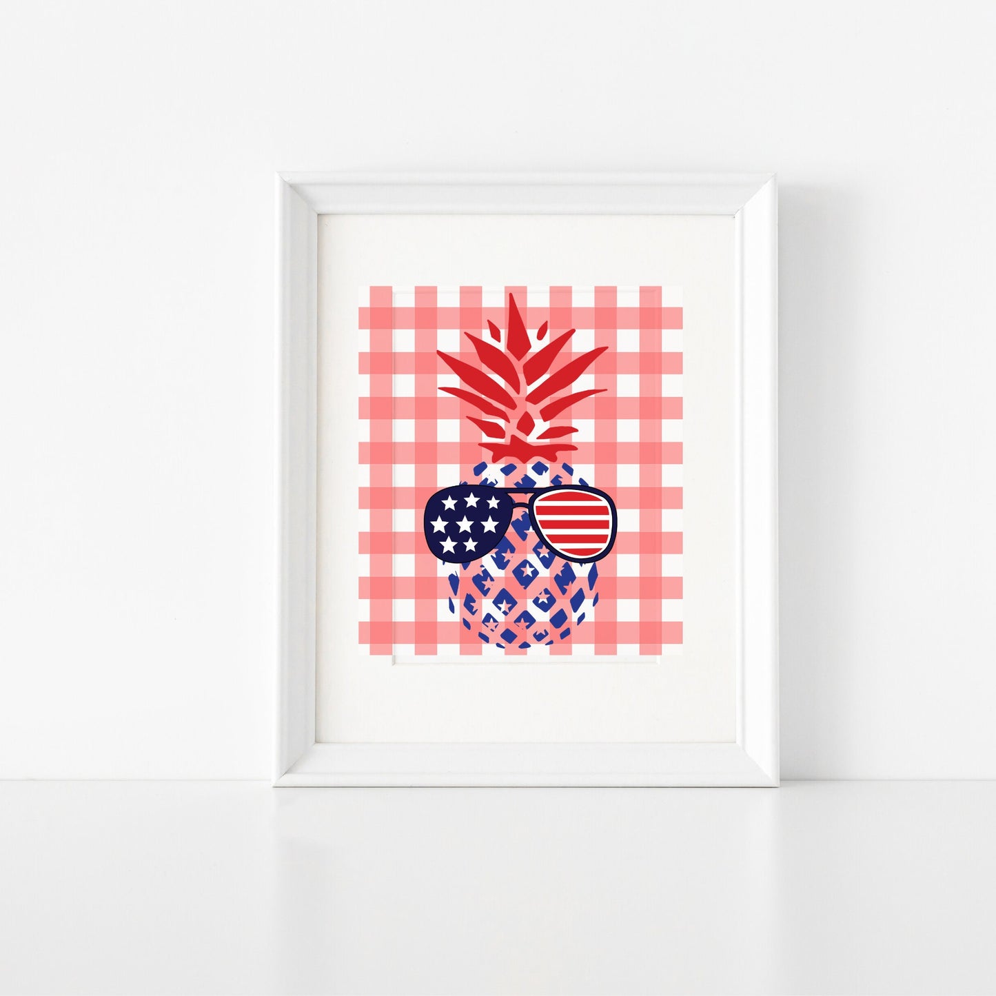 Pineapple Patriotic Summer Art with Pink Buffalo Check