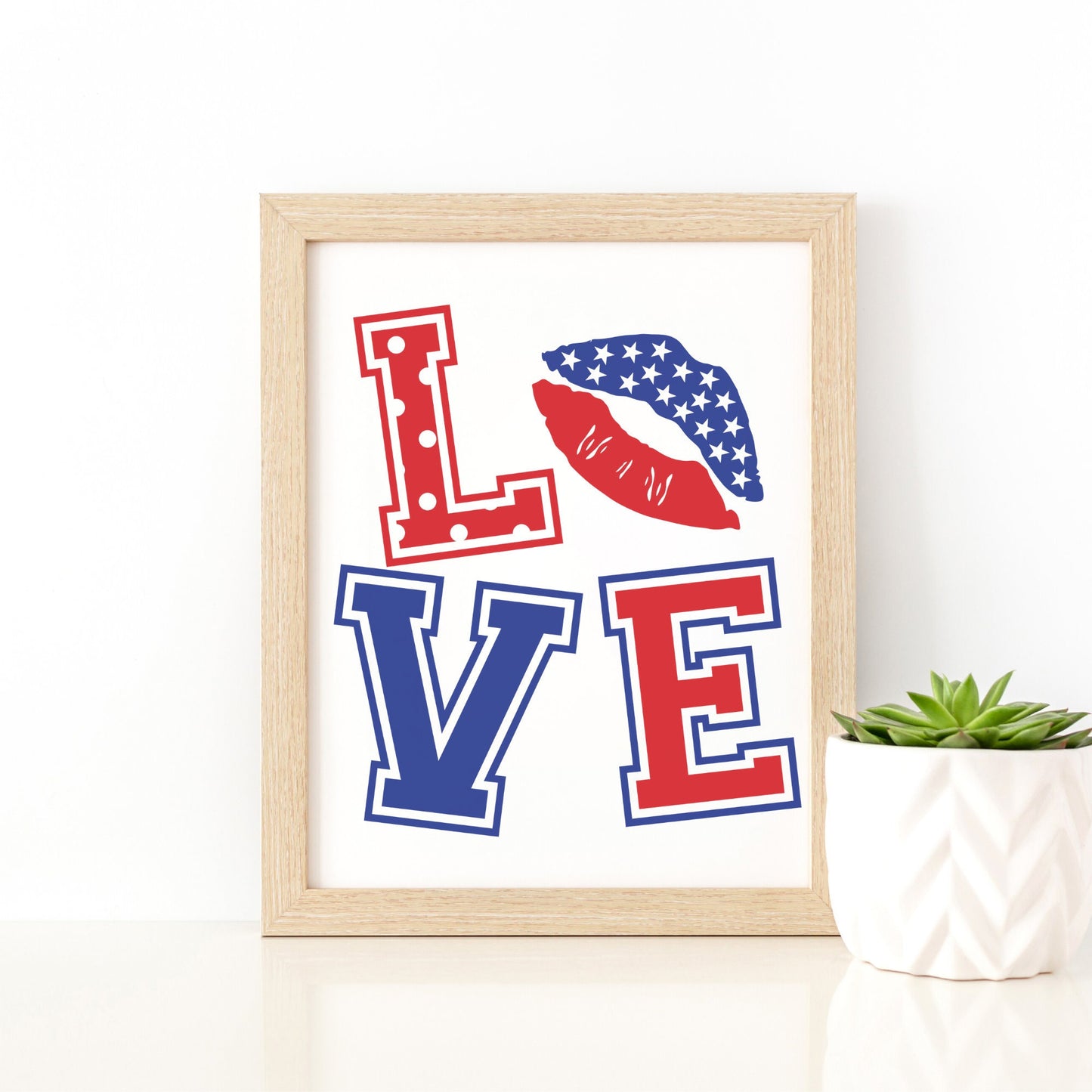 LOVE Patriotic Digital Greeting Card Art with KISS