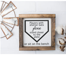 Load image into Gallery viewer, funny bathroom baseball sign 
