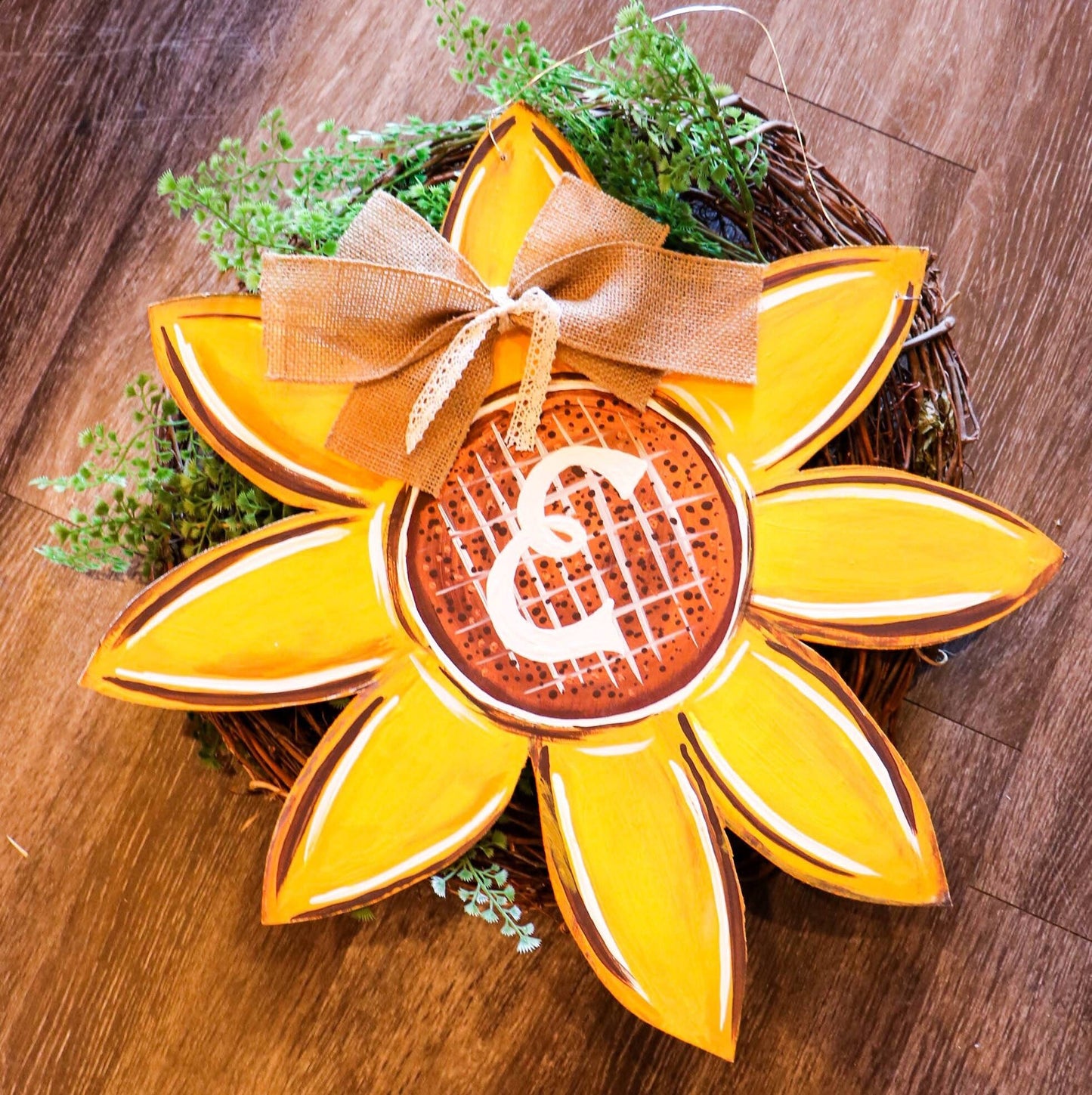 Sunflower Wood Cut Out Door Hanger~Wall Decor~Fall Porch Sunflower