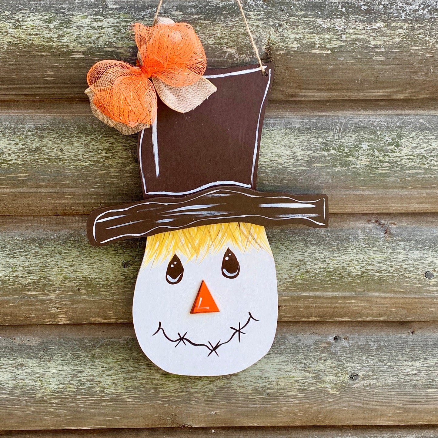 Scarecrow Hand Painted with 3D Hat for Fall